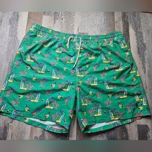 Polo Ralph Lauren Men's 2XL Swim Trunks Lined Flamingo Board Shorts Green